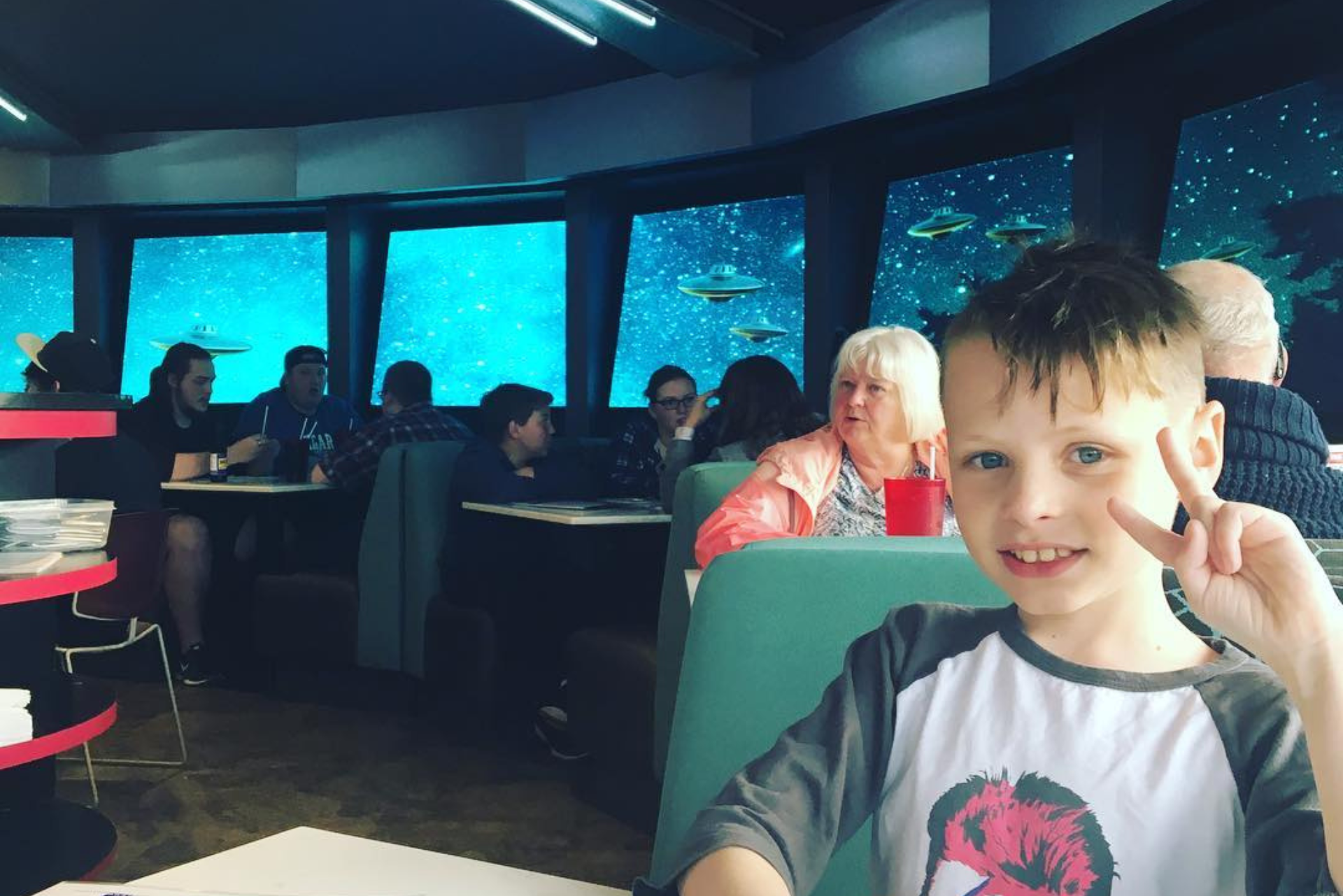 Dine at Flying Saucer Restaurant